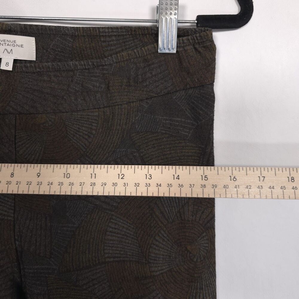 AVENUE MONTAIGNE Geometric Ankle Pants Brown Pull On Size 8 USA MADE Handcrafted - Picture 5 of 10